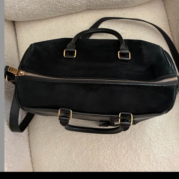 Saint Laurent Duffle 6 – Black Suede w/Leather Front Pocket & Trim - Picture 12 of 16
